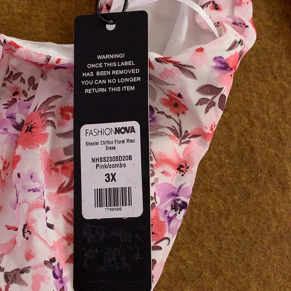 Fashion Nova Womens 3X Pink Shantel Chiffon Floral Maxi Dress NWT